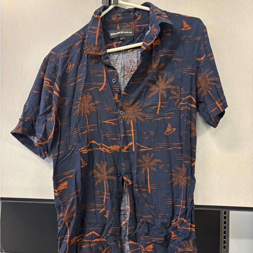 Nautica Men's Casual Shirt - Navy and Rust